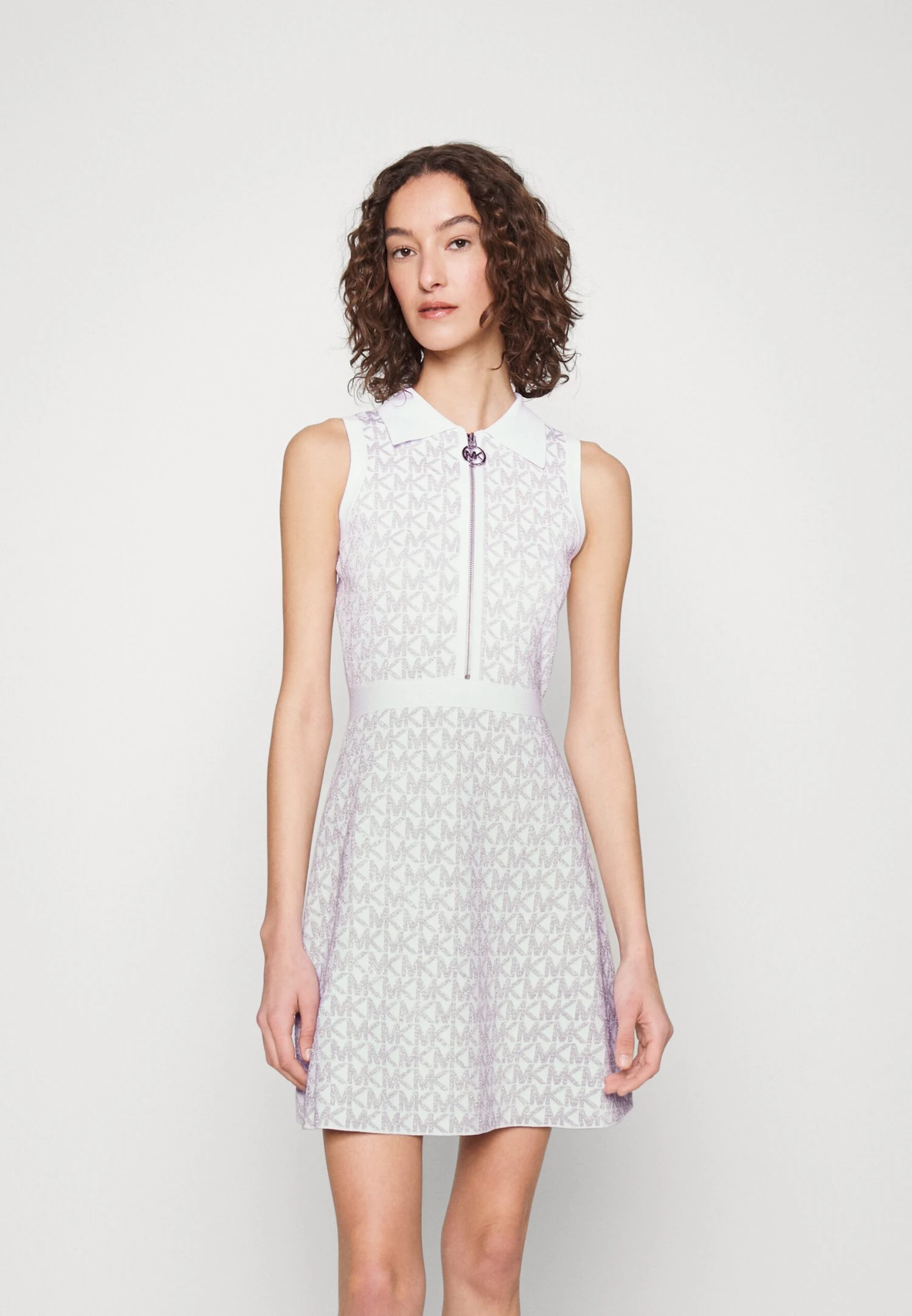 MICHAEL Michael Kors Zip - Gebreide Jurk - White/Silver 3 MICHAEL Michael Kors Zip - Gebreide Jurk - White/Silver