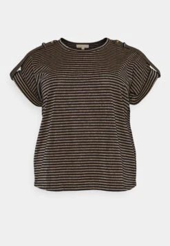 MICHAEL Michael Kors Stripe Snap Epaulette - T-Shirt Print - Gold 10 MICHAEL Michael Kors Stripe Snap Epaulette - T-Shirt Print - Gold -MICHAEL Michael Kors 14d46c344b4b48f9b0d287eeececb16d