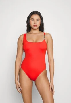 MICHAEL Michael Kors Solids Logo Chain Scoopneck One Piece - Badpak - Bright Ruby