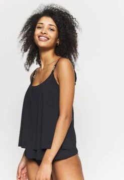 MICHAEL Michael Kors Iconic Solids Double Later Tankini - Bikinitop - Black