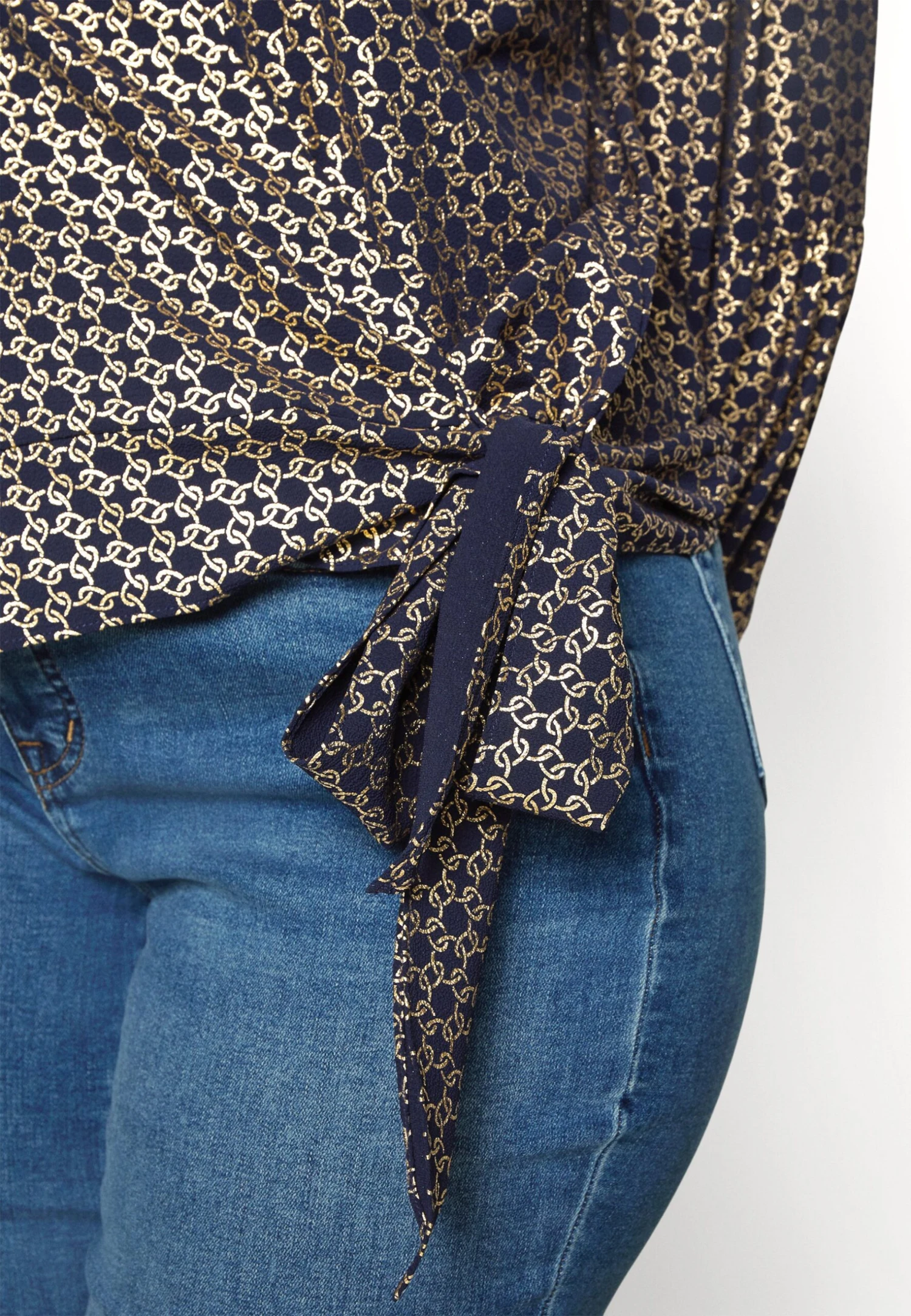 MICHAEL Michael Kors Chain Wrap- Blouse - Midnightblue 7 MICHAEL Michael Kors Chain Wrap- Blouse - Midnightblue - Afbeelding 5