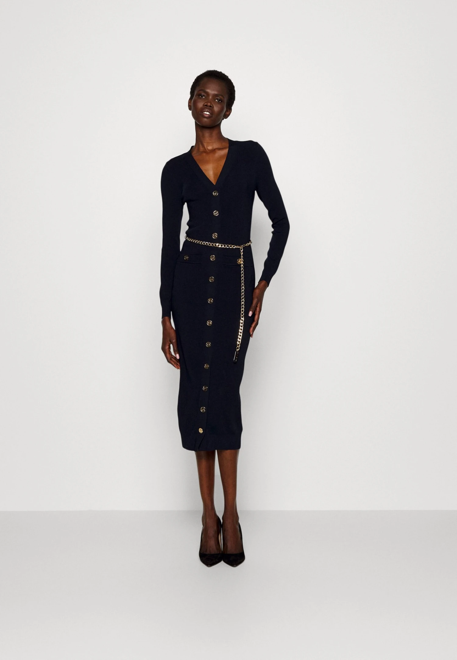 MICHAEL Michael Kors Snaps Midi Cardi - Gebreide Jurk - Midnightblue 4 MICHAEL Michael Kors Snaps Midi Cardi - Gebreide Jurk - Midnightblue - Afbeelding 2