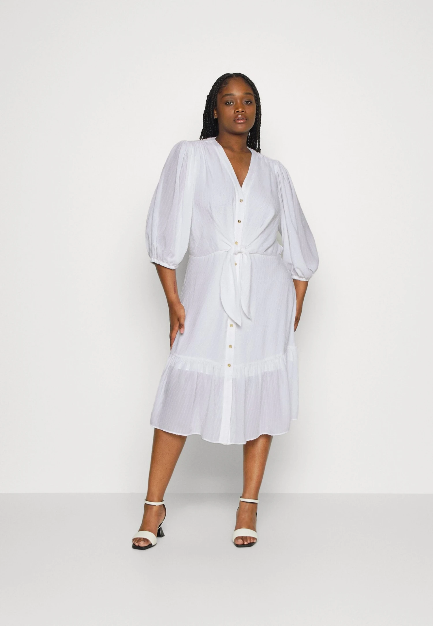 MICHAEL Michael Kors Pinstripetie Midi Dress - Cocktailjurk - White 4 MICHAEL Michael Kors Pinstripetie Midi Dress - Cocktailjurk - White - Afbeelding 2