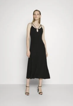 MICHAEL Michael Kors Solid Strappy Midi Dress - Cocktailjurk - Black