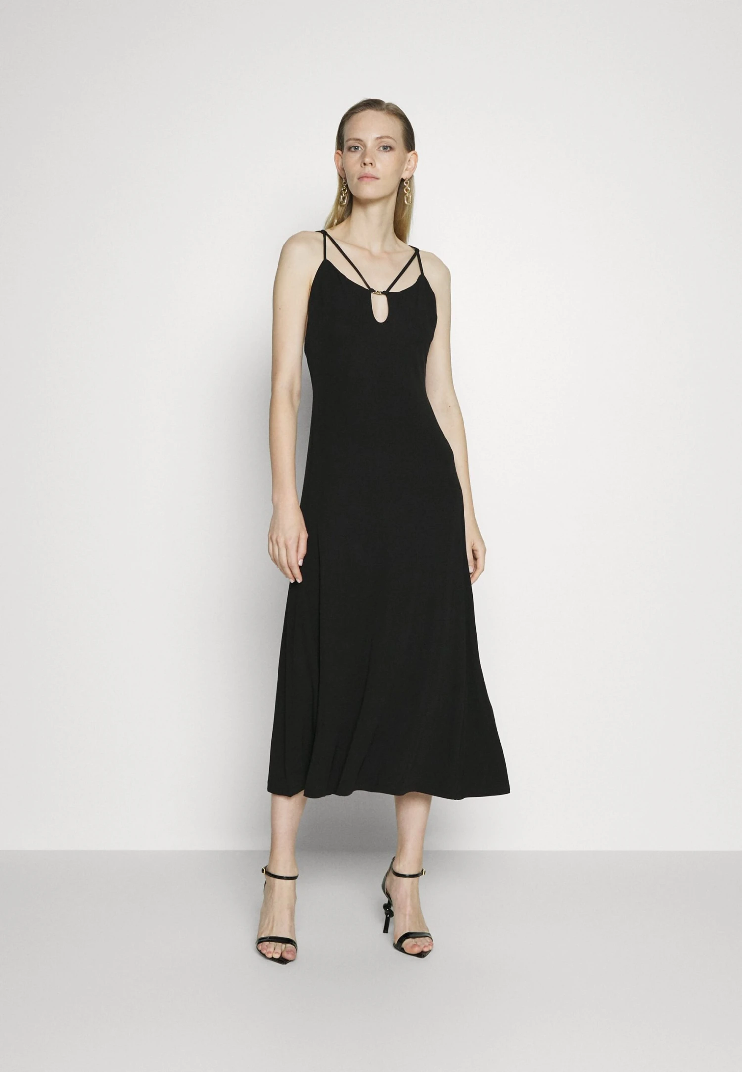 MICHAEL Michael Kors Solid Strappy Midi Dress - Cocktailjurk - Black 3 MICHAEL Michael Kors Solid Strappy Midi Dress - Cocktailjurk - Black