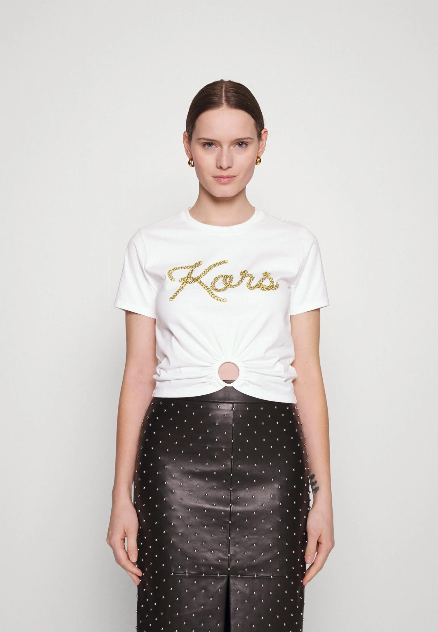 MICHAEL Michael Kors Ruched Baby- T-Shirt Print - White 3 MICHAEL Michael Kors Ruched Baby- T-Shirt Print - White