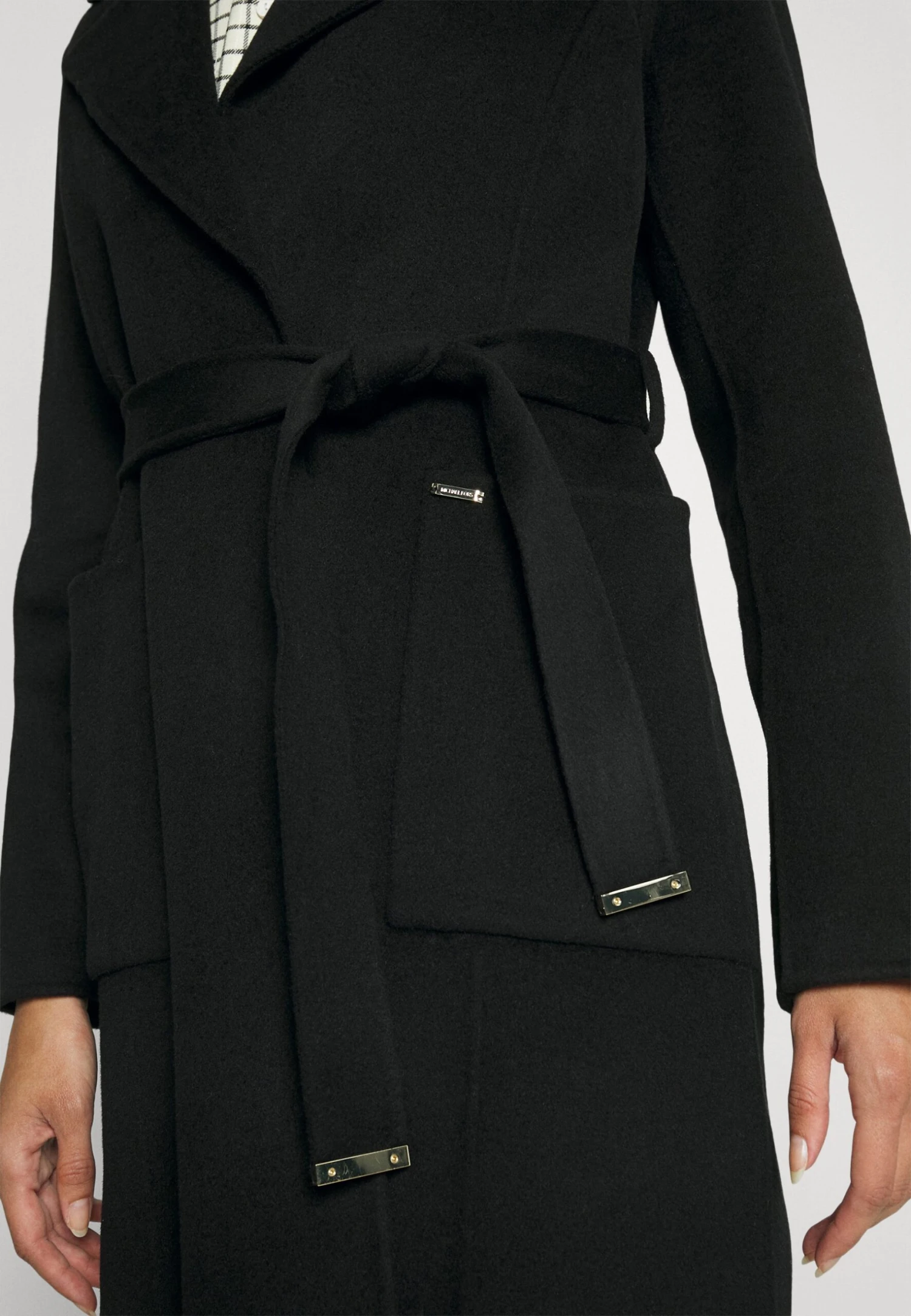 MICHAEL Michael Kors Belted Wrap Style Face Coat - Mantel - Black 7 MICHAEL Michael Kors Belted Wrap Style Face Coat - Mantel - Black - Afbeelding 5