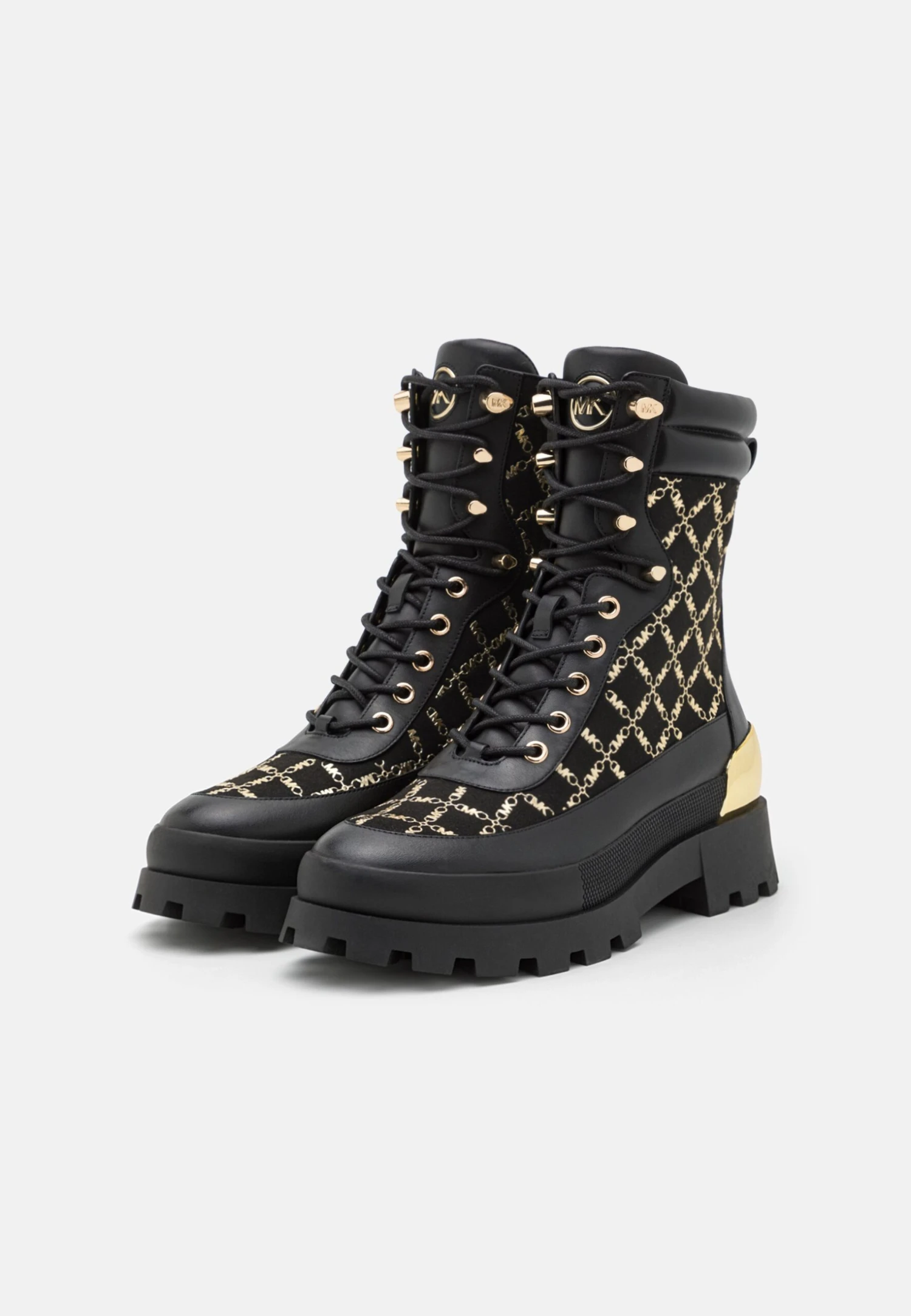 MICHAEL Michael Kors Rowan Lace - Enkellaarsjes Met Plateauzool - Black/Pale Gold 5 MICHAEL Michael Kors Rowan Lace - Enkellaarsjes Met Plateauzool - Black/Pale Gold - Afbeelding 3