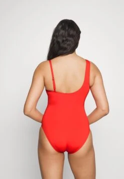 MICHAEL Michael Kors Solids Logo Chain Scoopneck One Piece - Badpak - Bright Ruby -MICHAEL Michael Kors 63a58ce89ee14df5bc8297944ab24919