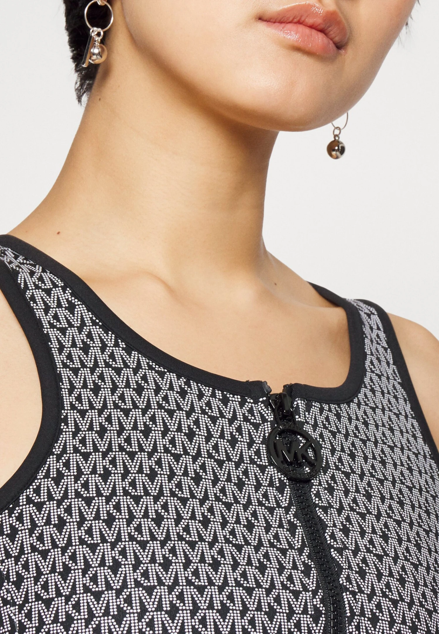 MICHAEL Michael Kors Logo Dot Zip Up- Top - Black/White 7 MICHAEL Michael Kors Logo Dot Zip Up- Top - Black/White - Afbeelding 5