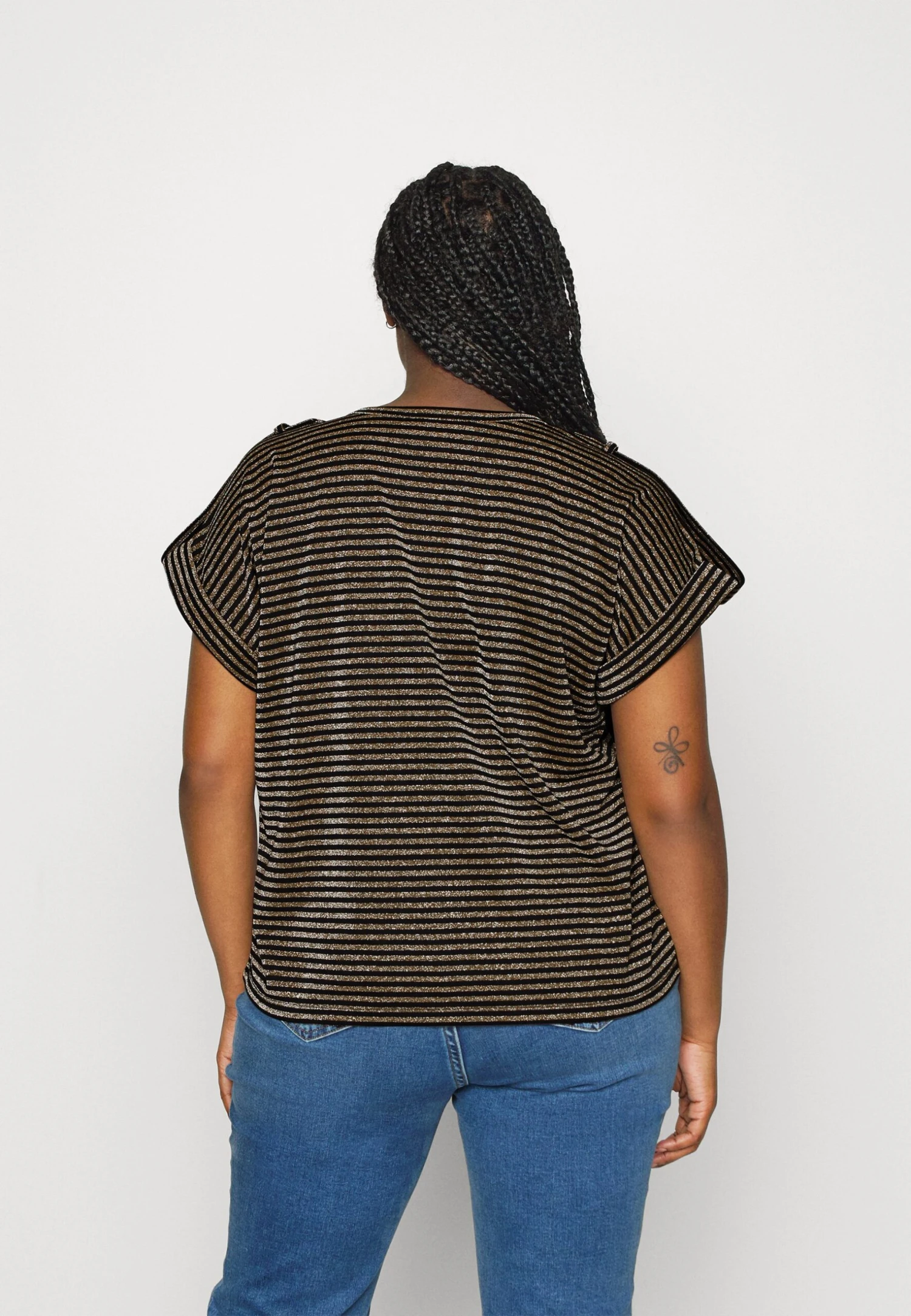 MICHAEL Michael Kors Stripe Snap Epaulette - T-Shirt Print - Gold 5 MICHAEL Michael Kors Stripe Snap Epaulette - T-Shirt Print - Gold - Afbeelding 3