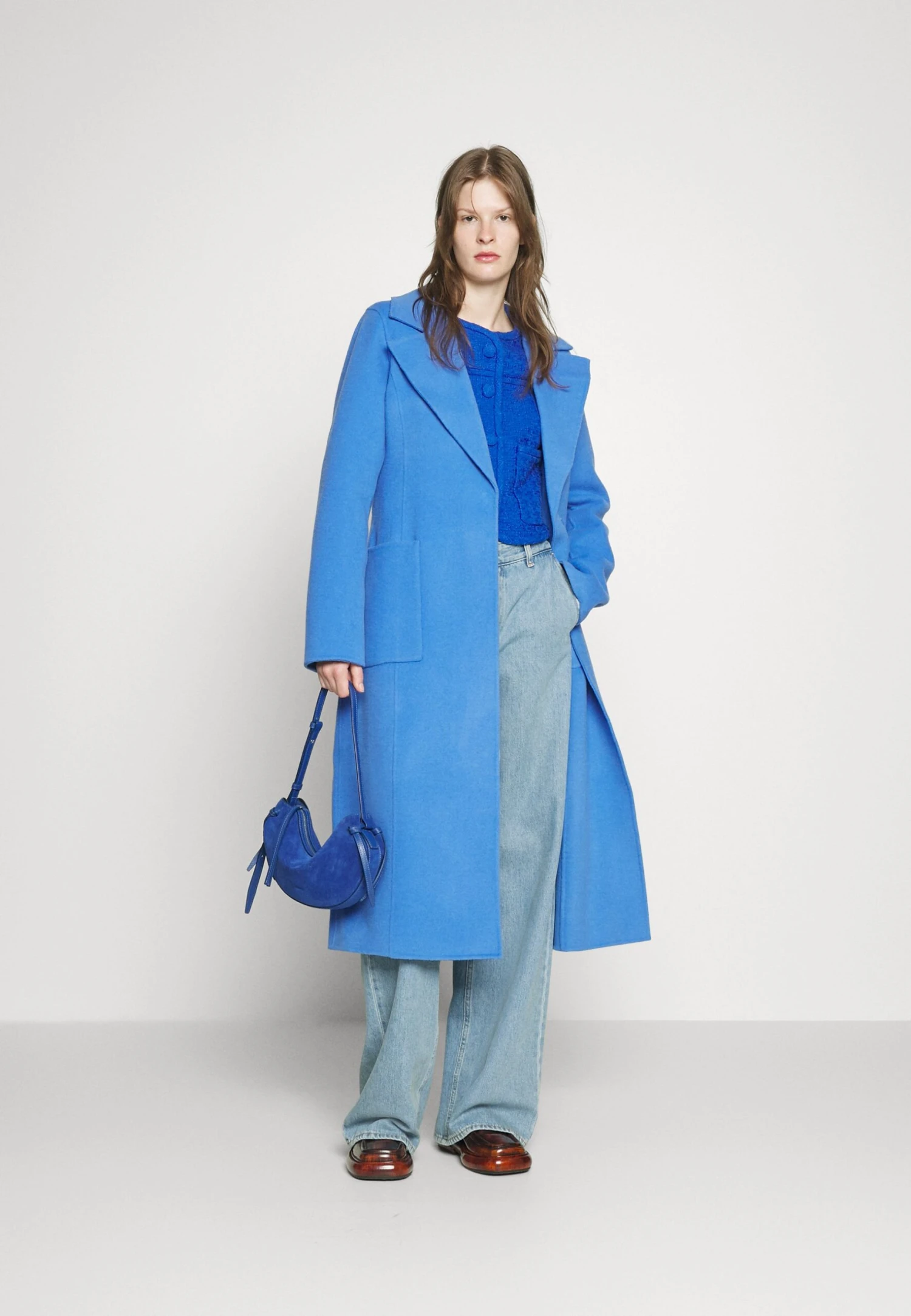 MICHAEL Michael Kors Belted Wrap Style Face Coat - Mantel - Blue 4 MICHAEL Michael Kors Belted Wrap Style Face Coat - Mantel - Blue - Afbeelding 2