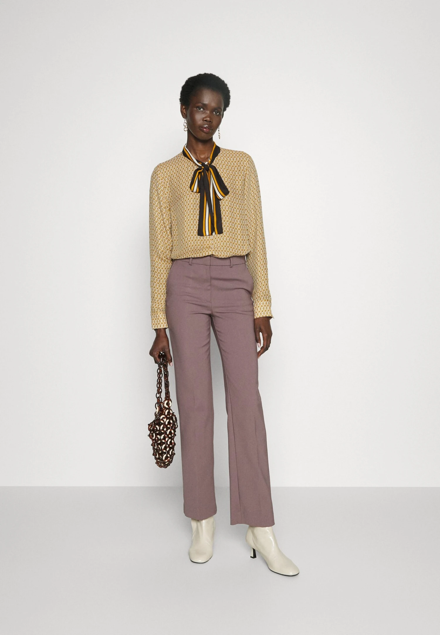 MICHAEL Michael Kors Lattice Logo Bow Blouse - Blouse - Marigold 4 MICHAEL Michael Kors Lattice Logo Bow Blouse - Blouse - Marigold - Afbeelding 2