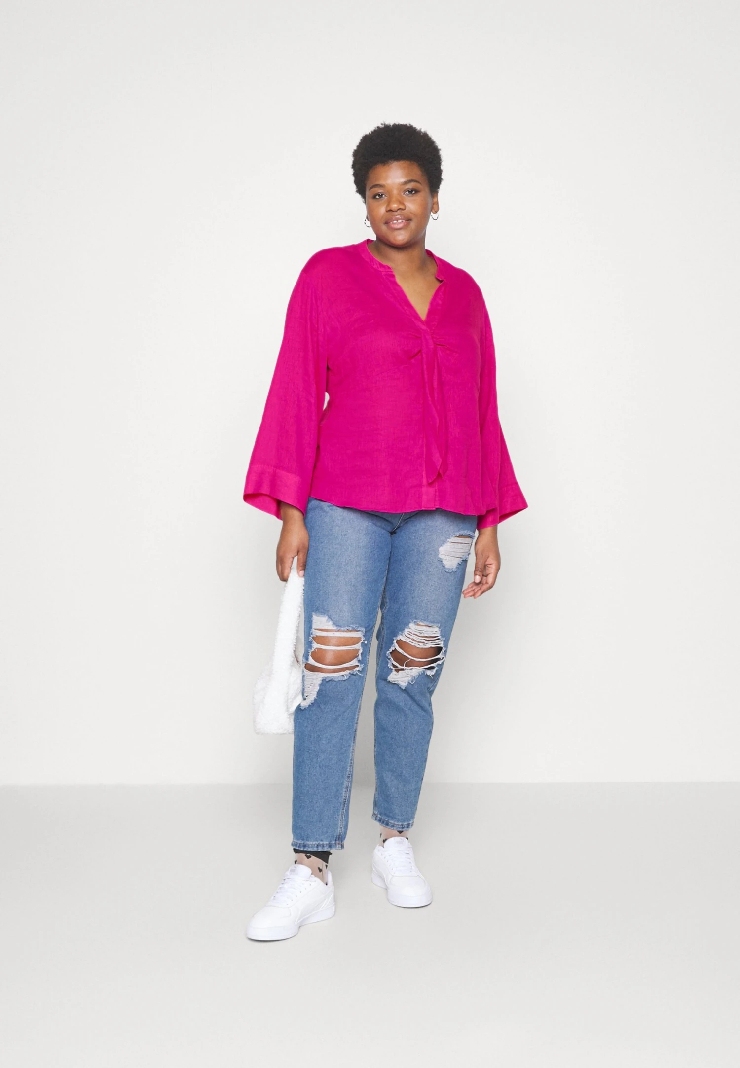 MICHAEL Michael Kors Solid Tie Blouse - Blouse - Cerise 4 MICHAEL Michael Kors Solid Tie Blouse - Blouse - Cerise - Afbeelding 2