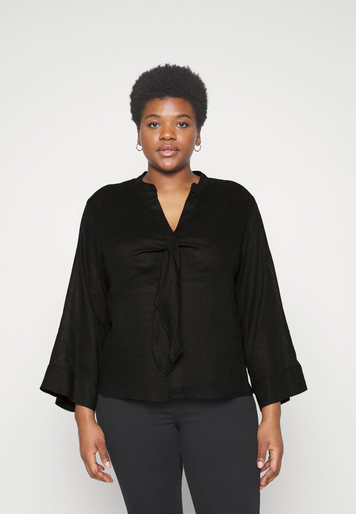 MICHAEL Michael Kors Solid Tie Blouse - Blouse - Black 3 MICHAEL Michael Kors Solid Tie Blouse - Blouse - Black