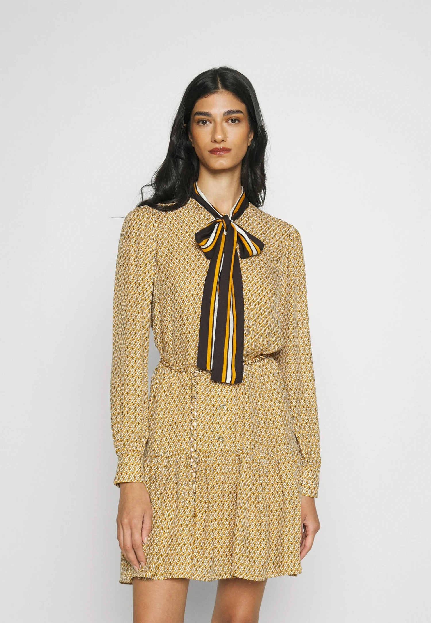 MICHAEL Michael Kors Lattice Logo Bow- Jurk - Marigold 3 MICHAEL Michael Kors Lattice Logo Bow- Jurk - Marigold