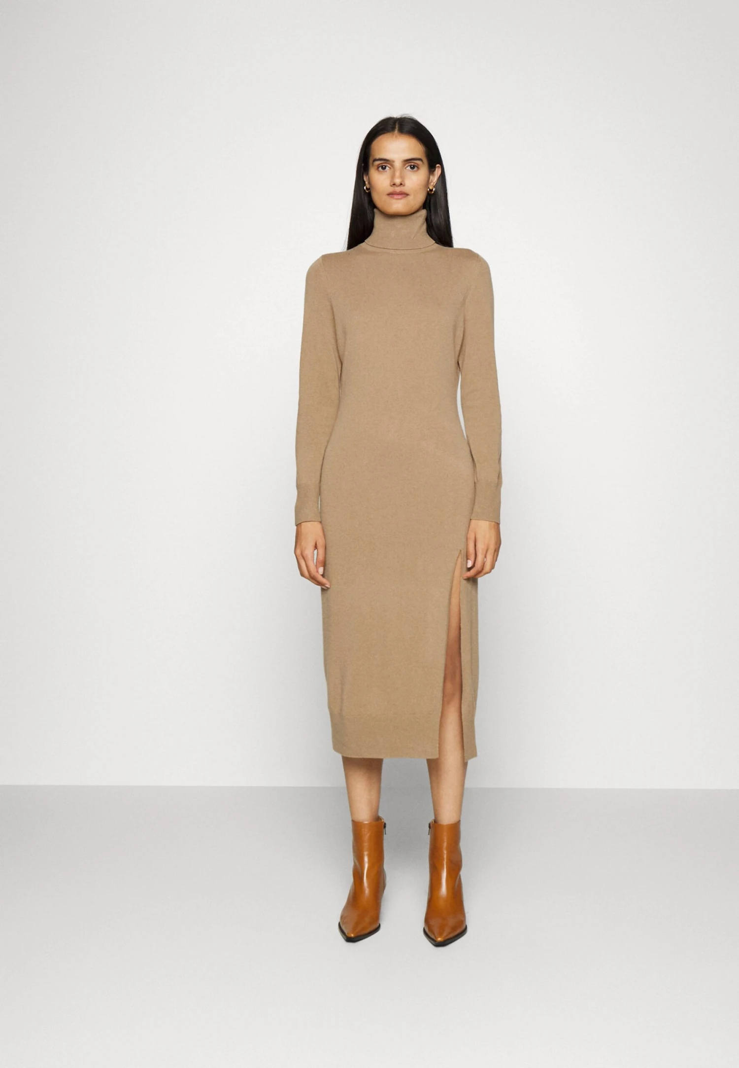 MICHAEL Michael Kors Easy Slit Midi - Jurk - Cafe 3 MICHAEL Michael Kors Easy Slit Midi - Jurk - Cafe