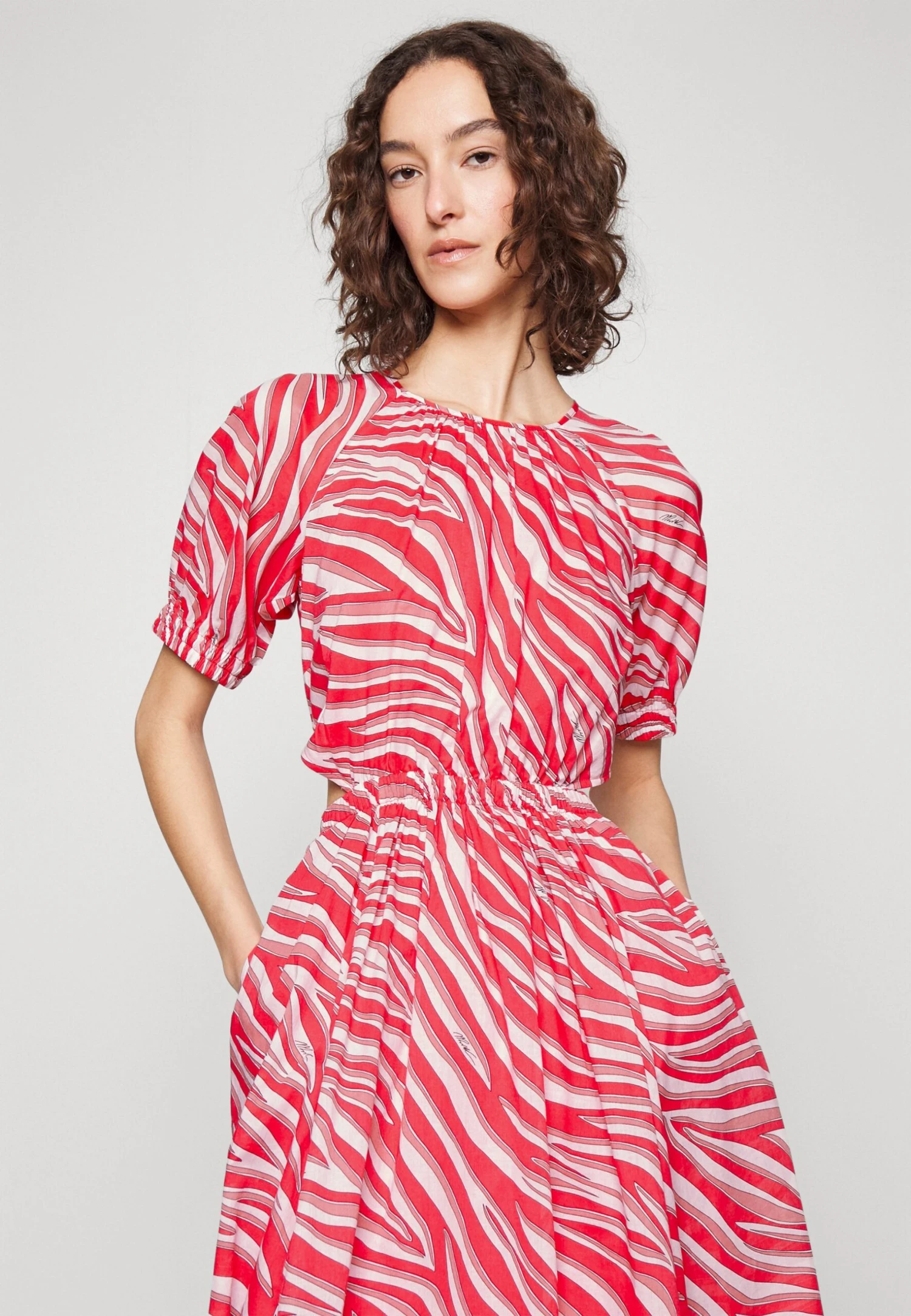 MICHAEL Michael Kors Large Zebra Midi Drs - Jurk - Geranium 6 MICHAEL Michael Kors Large Zebra Midi Drs - Jurk - Geranium - Afbeelding 4