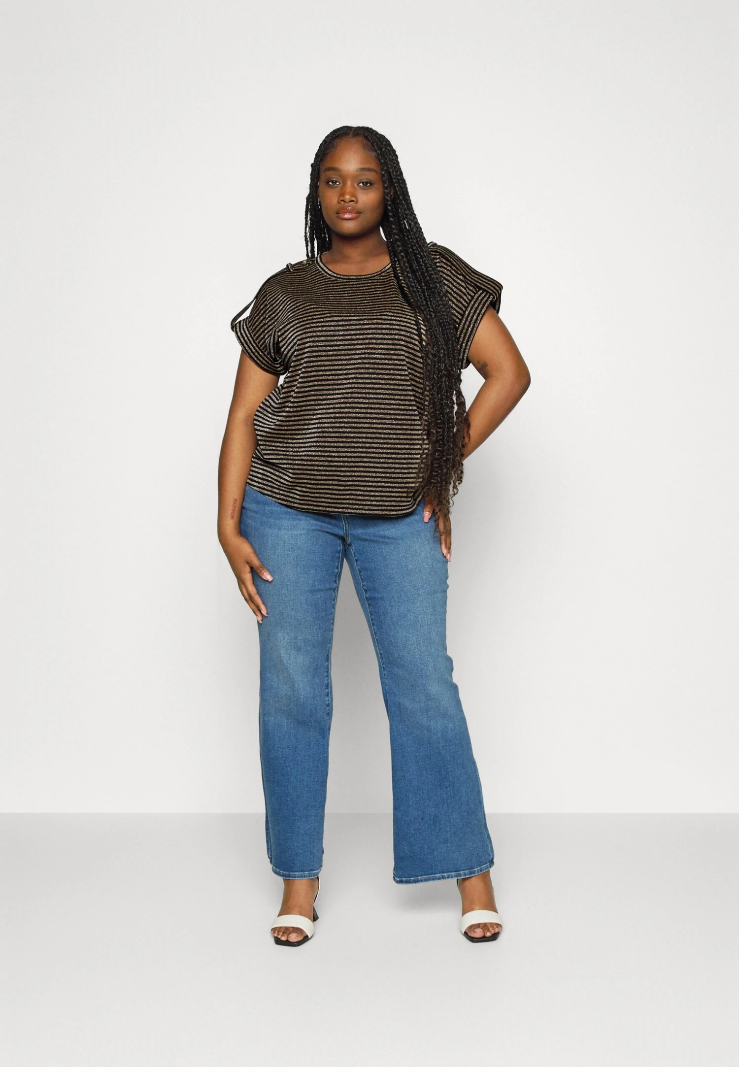 MICHAEL Michael Kors Stripe Snap Epaulette - T-Shirt Print - Gold 4 MICHAEL Michael Kors Stripe Snap Epaulette - T-Shirt Print - Gold - Afbeelding 2