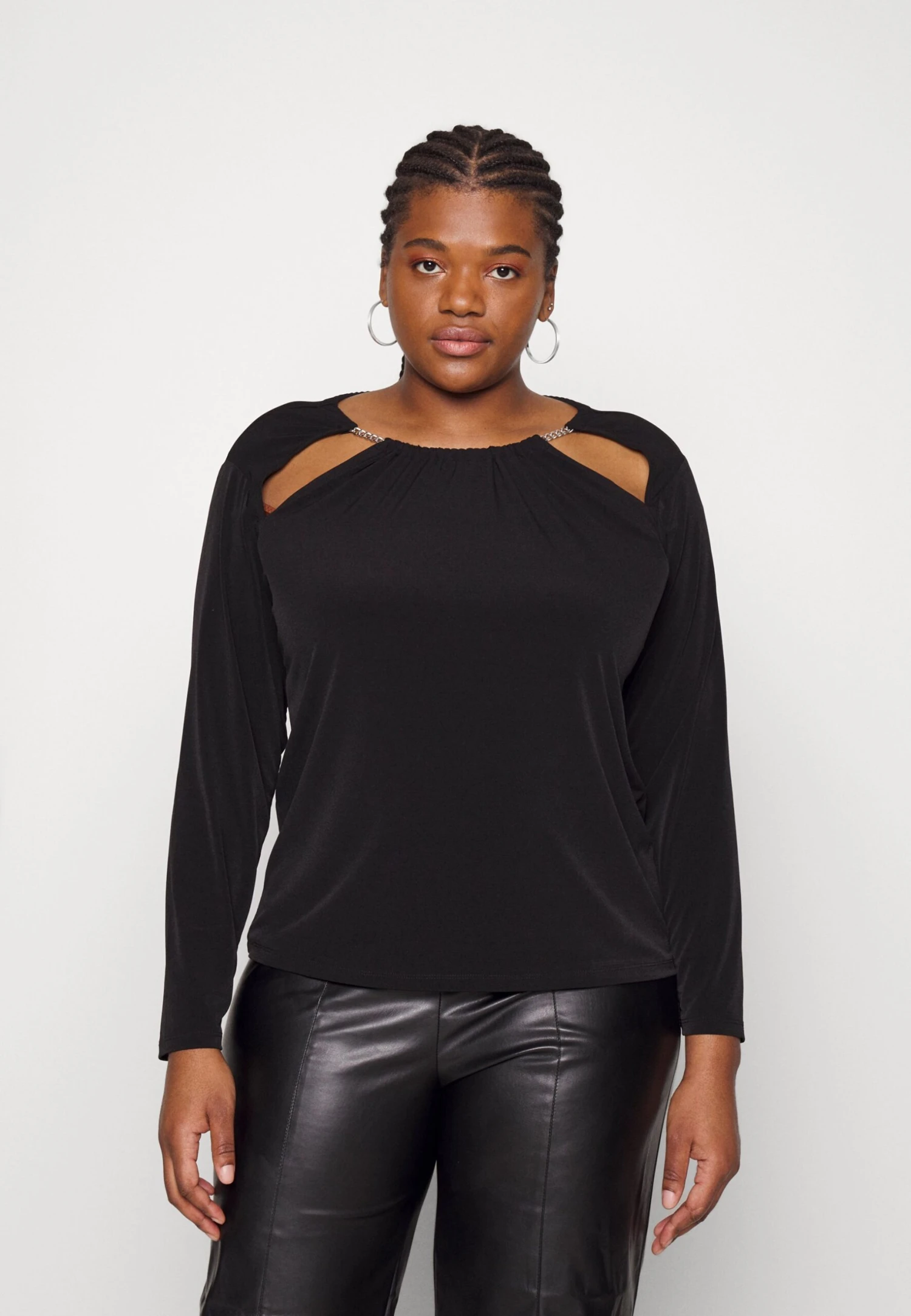 MICHAEL Michael Kors Chain Cut Out Top - Blouse - Black 3 MICHAEL Michael Kors Chain Cut Out Top - Blouse - Black