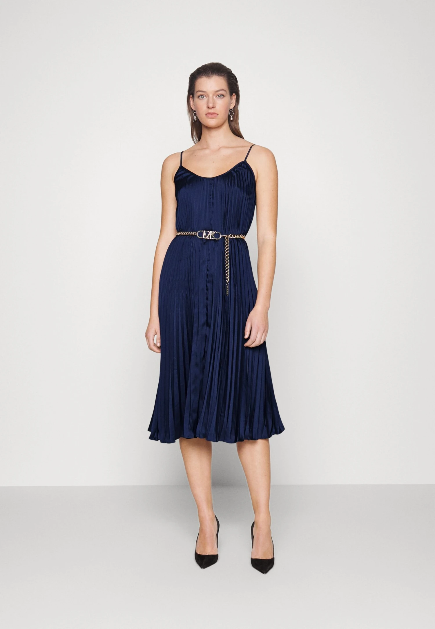 MICHAEL Michael Kors Pleated Midi Dress - Cocktailjurk - Midnightblue 3 MICHAEL Michael Kors Pleated Midi Dress - Cocktailjurk - Midnightblue