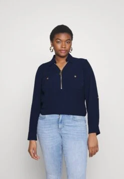 MICHAEL Michael Kors Logo Zip Front Top - Blouse - Midnightblue