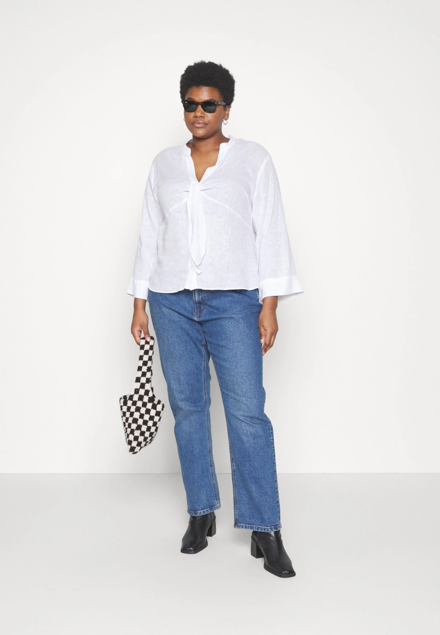 MICHAEL Michael Kors Solid Tie Blouse - Blouse - White 4 MICHAEL Michael Kors Solid Tie Blouse - Blouse - White - Afbeelding 2