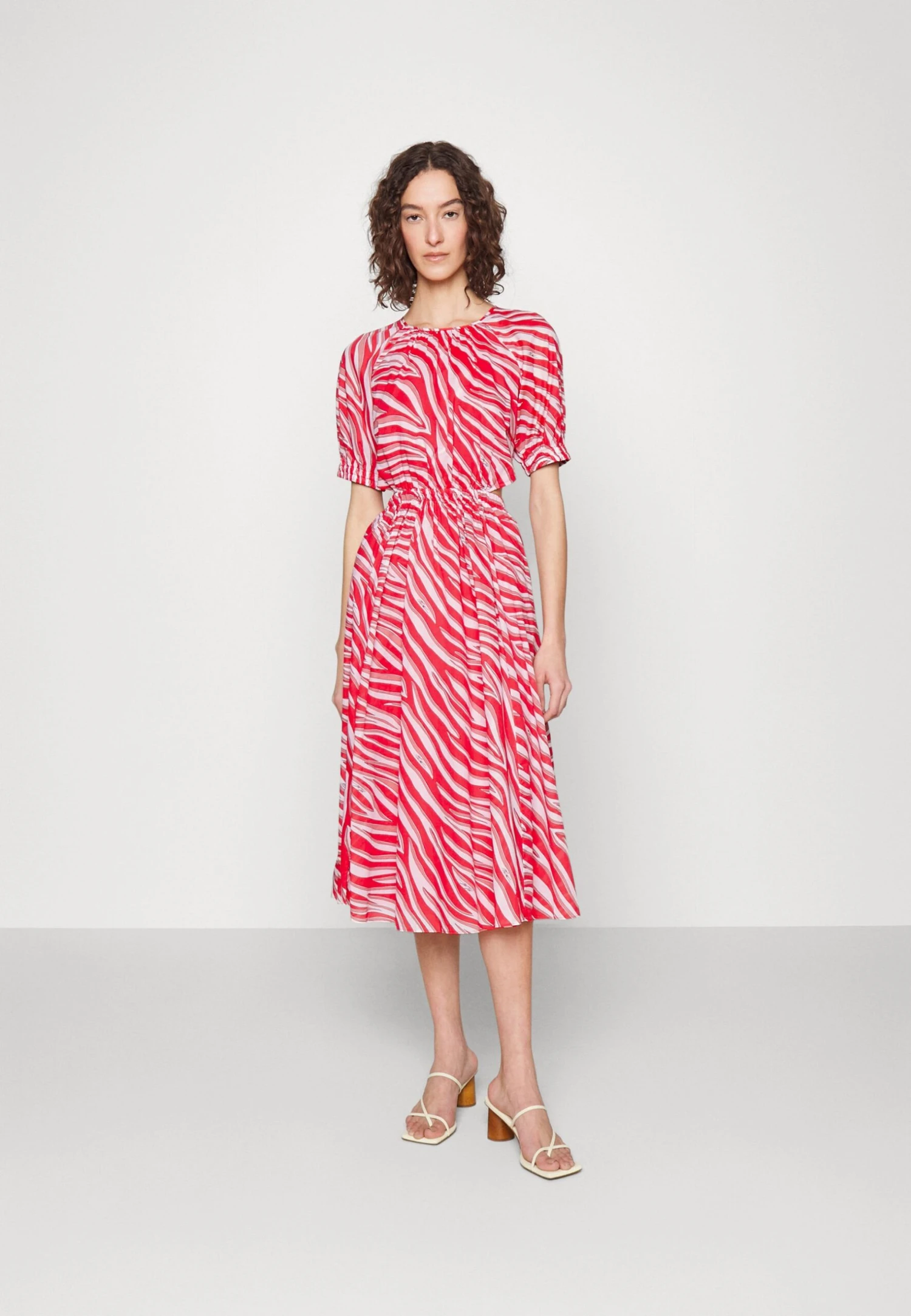 MICHAEL Michael Kors Large Zebra Midi Drs - Jurk - Geranium 3 MICHAEL Michael Kors Large Zebra Midi Drs - Jurk - Geranium