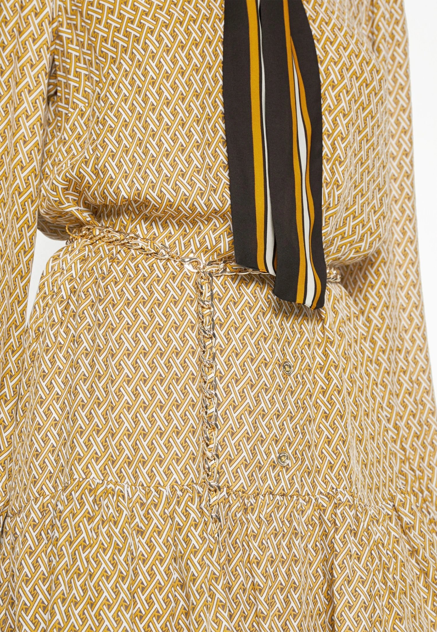 MICHAEL Michael Kors Lattice Logo Bow- Jurk - Marigold 8 MICHAEL Michael Kors Lattice Logo Bow- Jurk - Marigold - Afbeelding 6
