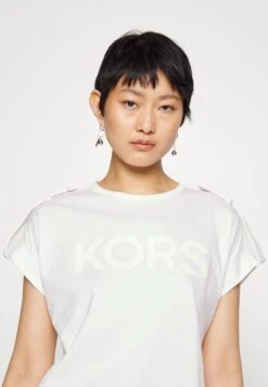 MICHAEL Michael Kors Snap Epaulette- T-Shirt Print - White 11 MICHAEL Michael Kors Snap Epaulette- T-Shirt Print - White -MICHAEL Michael Kors de7c28d8d63147a0a76856d4ef408fb3