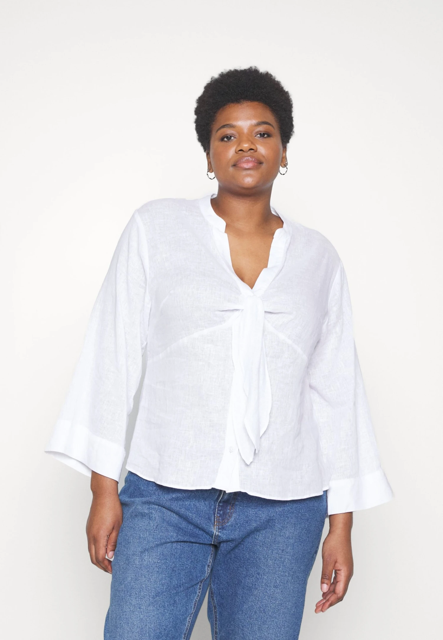 MICHAEL Michael Kors Solid Tie Blouse - Blouse - White 3 MICHAEL Michael Kors Solid Tie Blouse - Blouse - White