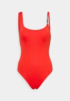 MICHAEL Michael Kors Solids Logo Chain Scoopneck One Piece - Badpak - Bright Ruby -MICHAEL Michael Kors e1d695402b8346489c1d0efe727b2bbc