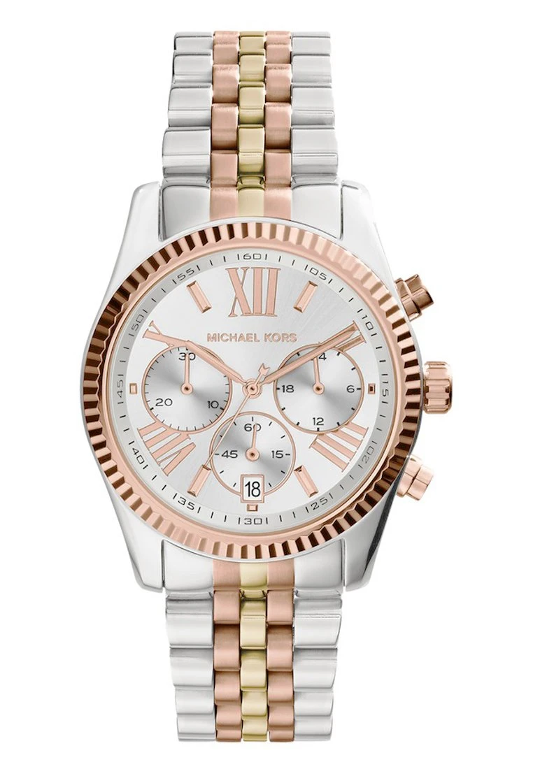 Michael Kors Lexington - Chronograaf - Silver-Coloured/Gold-Coloured/Rosegold-Coloured 4 Michael Kors Lexington - Chronograaf - Silver-Coloured/Gold-Coloured/Rosegold-Coloured - Afbeelding 2