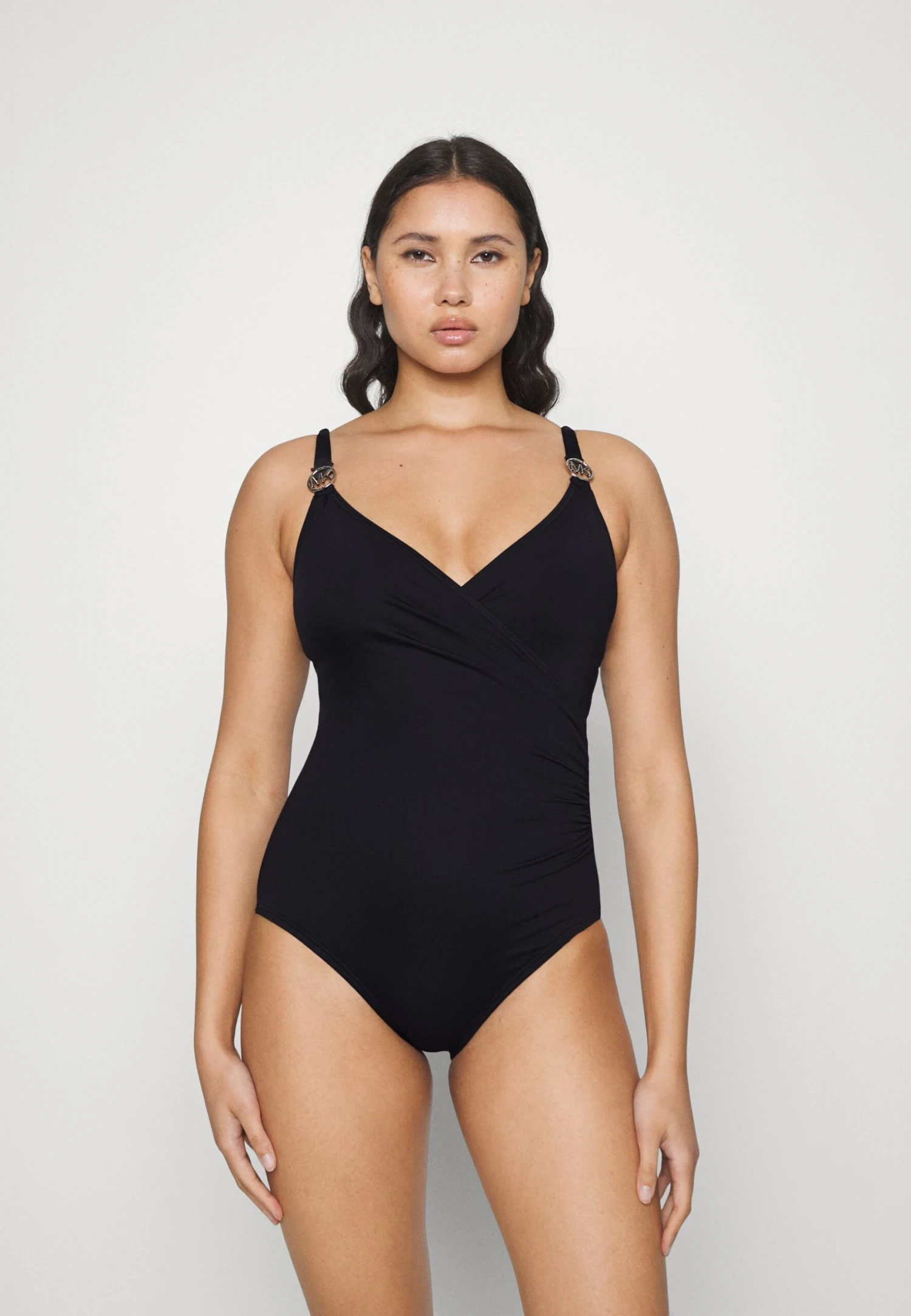 MICHAEL Michael Kors Iconic Solids Logo Trim Surplice Onepiece - Badpak - Black 3 MICHAEL Michael Kors Iconic Solids Logo Trim Surplice Onepiece - Badpak - Black