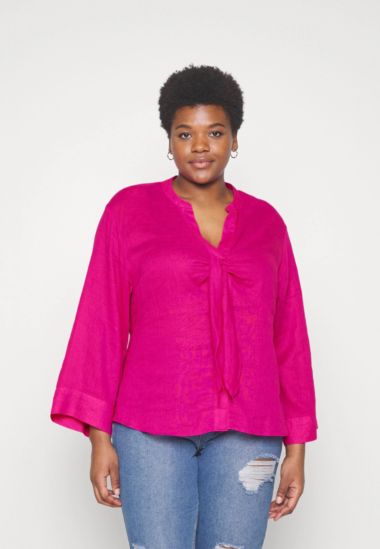 MICHAEL Michael Kors Solid Tie Blouse - Blouse - Cerise 3 MICHAEL Michael Kors Solid Tie Blouse - Blouse - Cerise